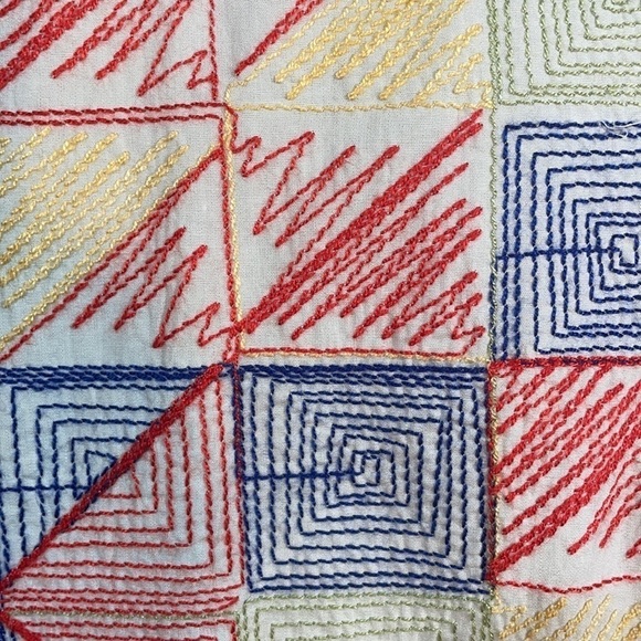 Coldwater Creek Embroidered Cotton Blazer 18W | Colorful Abstract Jacket - Picture 4 of 13